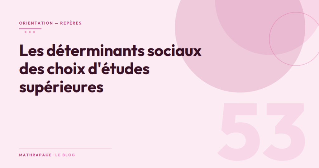 Les déterminants sociaux des choix d&rsquo;études supérieures